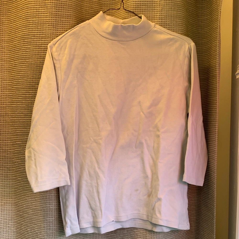 Light Gray Mock Neck Long Sleeve Top